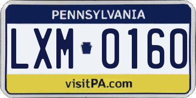 PA license plate LXM0160