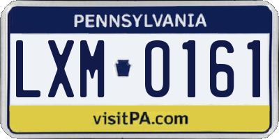 PA license plate LXM0161
