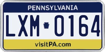 PA license plate LXM0164