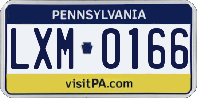 PA license plate LXM0166