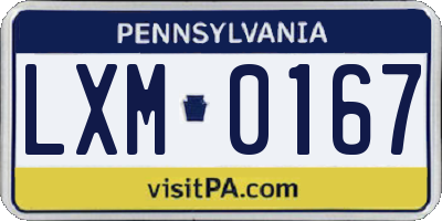 PA license plate LXM0167