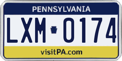 PA license plate LXM0174