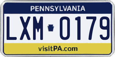 PA license plate LXM0179