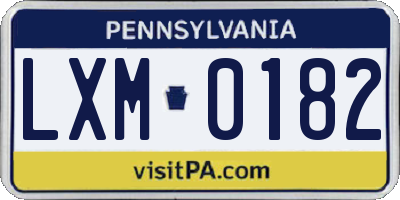 PA license plate LXM0182