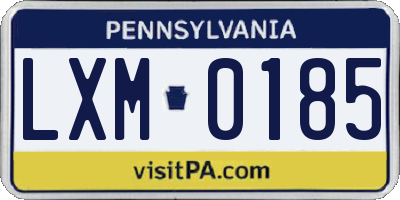 PA license plate LXM0185