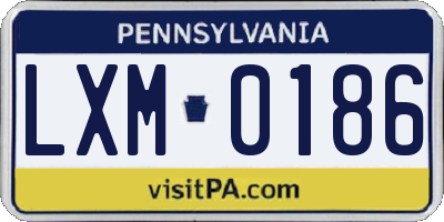 PA license plate LXM0186