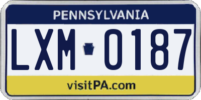 PA license plate LXM0187