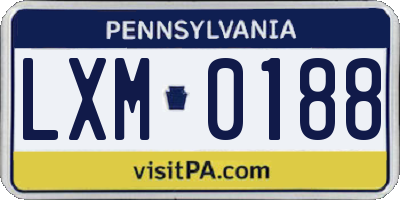PA license plate LXM0188