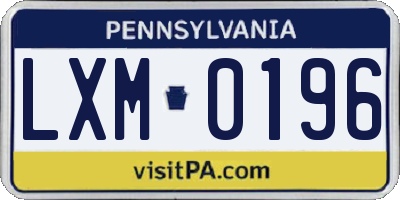 PA license plate LXM0196