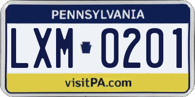 PA license plate LXM0201