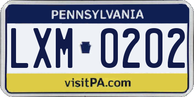 PA license plate LXM0202