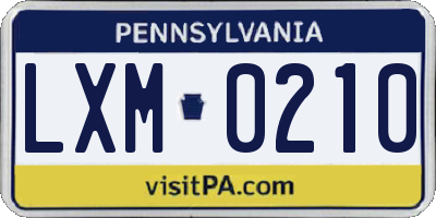 PA license plate LXM0210