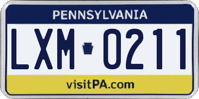 PA license plate LXM0211