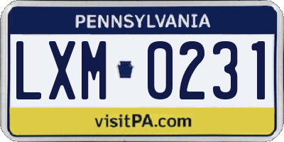 PA license plate LXM0231