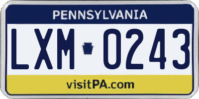 PA license plate LXM0243