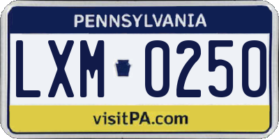 PA license plate LXM0250