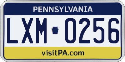 PA license plate LXM0256