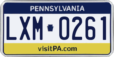 PA license plate LXM0261