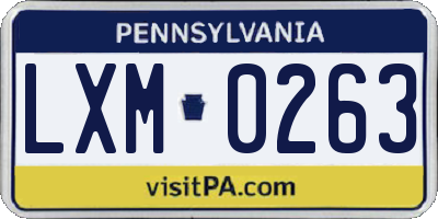 PA license plate LXM0263