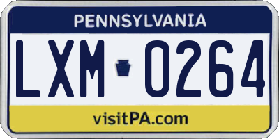 PA license plate LXM0264