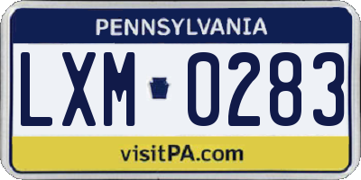 PA license plate LXM0283