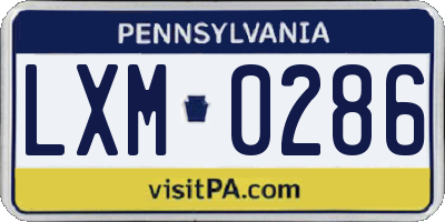 PA license plate LXM0286
