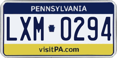 PA license plate LXM0294