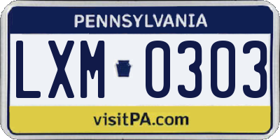 PA license plate LXM0303