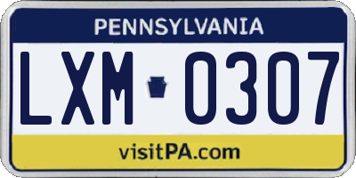 PA license plate LXM0307