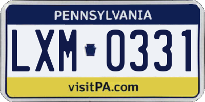 PA license plate LXM0331
