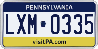 PA license plate LXM0335