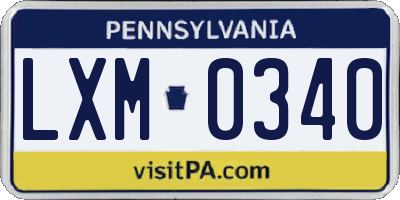 PA license plate LXM0340