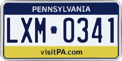 PA license plate LXM0341