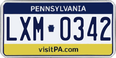 PA license plate LXM0342