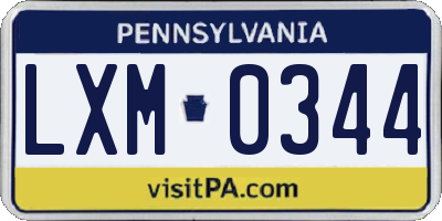 PA license plate LXM0344