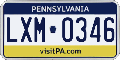PA license plate LXM0346