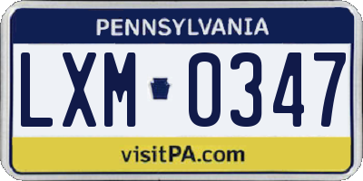 PA license plate LXM0347