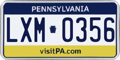 PA license plate LXM0356