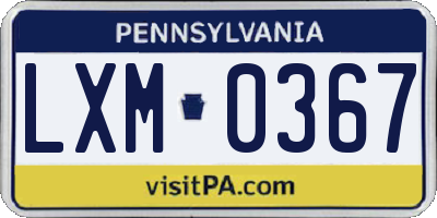 PA license plate LXM0367