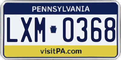 PA license plate LXM0368