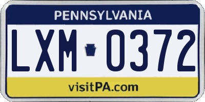 PA license plate LXM0372