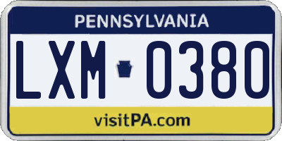 PA license plate LXM0380