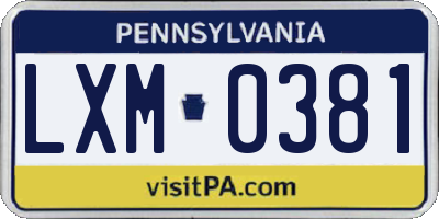 PA license plate LXM0381