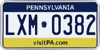 PA license plate LXM0382