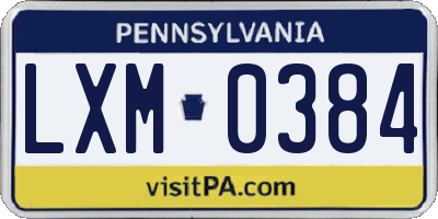 PA license plate LXM0384