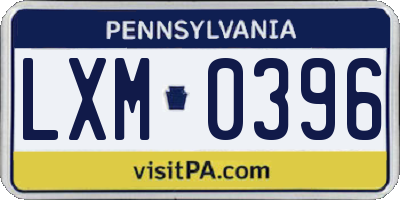 PA license plate LXM0396