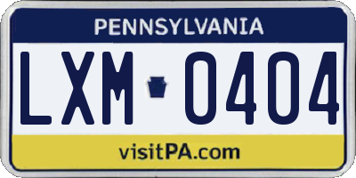 PA license plate LXM0404