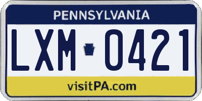 PA license plate LXM0421
