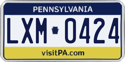 PA license plate LXM0424