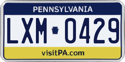 PA license plate LXM0429